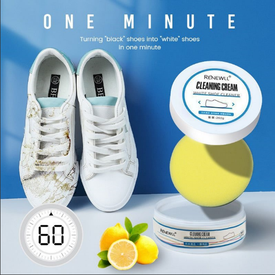 White Shoe Cleaner Cream with Sponge