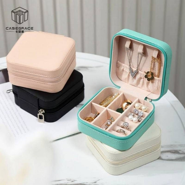 Jewellery Box - Mini Travel Jewellery Boxes Case, Portable Faux Leather Jewellery Storage Box Organiser