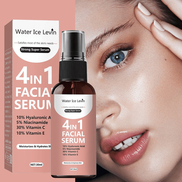 Water Ice Levin 4-in-1 Facial Serum – 30ml | Hyaluronic Acid, Niacinamide, Vitamin C & Vitamin E | Hydrating, Hight Brightening, Anti-Aging & Dark Spot Remover | Korean Skincare for Face Glow & Moisturizing
